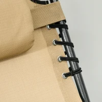 Outsunny Folding Sun Lounge with 5-level Reclining Back, Outdoor Tanning Chair with Reading Hole, Outdoor Sun Lounge with Side Pocket, Headrest, for Beach, Yard, Patio, Beige(m-8)