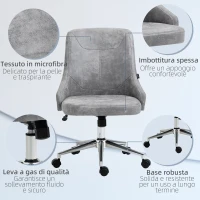 Vinsetto Sedia da Ufficio Regolabile in Altezza con Funzione Girevole e Inclinabile a 360°, 56x63x85-95 cm, Grigio(m-7)
