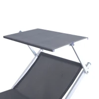 Outsunny Transat Bain de Soleil Pliable Grand Confort Dossier et Pare-Soleil réglable aluminium textilène Gris(m-8)