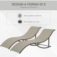 Outsunny Set 2 Sdraio da Giardino Pieghevoli, Lettino Prendisole in Alluminio e Textilene, 61x165x63cm(m-4)