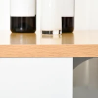 HOMCOM Mesa de Bar con 3 Estantes Estructura de Metal Antivuelco Carga 100 kg 115x55x100 cm Blanco y Roble(m-9)