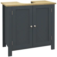 kleankin Mobile Sottolavabo in Truciolato e MDF a 2 Ante con Ripiano Interno Regolabile, 60x30x60 cm, Grigio(m-1)