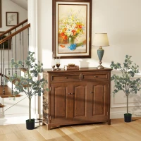 HOMCOM Set of 2 Decorative Artificial Tree, 4ft/ 120cm Silk Eucalyptus Trees with 230 Silver Dollar Leaves in Pot, Fake Plants for Home, Office, Living Room, Indoor Decor(m-2)