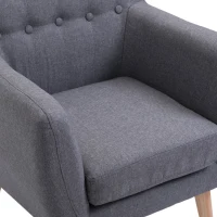 HOMCOM Poltrona Imbottita Moderna, Poltroncina da Camera Soggiorno con Braccioli Tessuto Legno 68 × 58.5 × 76cm Grigio Chiaro(m-9)