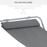 Outsunny Rocking Sun Lounger, Single Garden Lounger Sunbed with Headrest Pillows, Texteline Outdoor Rocking Chair Swing Hammock Daybed with Metal Frame for Patio, Terrace, 212 x 132 x 66 cm, Grey(m-4)
