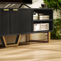 HOMCOM Meuble TV banc TV pour téléviseur jusqu'à 70 pouces - placard à 2 portes cannelées, compartiment ouvert et passe-câbles(m-9)