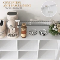 HOMCOM Buffet meuble de rangement 4 compartiments ouverts et 1 placard étagère réglable 120 x 37 x 81,5 cm blanc(m-7)