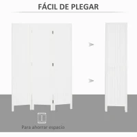 HOMCOM Biombo de 3 Paneles con Pantalla de Privacidad Divisor de Habitación Plegable 120x1,8x170 cm Estilo Rústico Blanco(m-6)
