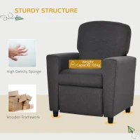HOMCOM 2 in 1 design Kids Sofa Armchair with Footrest for Children Playroom Bedroom Living Room, 55 x 50 x 67cm, Grey(m-6)