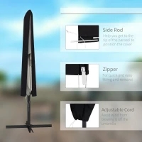Outsunny Garden Parasol Cover, Outdoor Patio Umbrella Protector Weatherproof Garden Patio with Rod, Zipper for 2-4m Parasol, Φ60 x 160cm, Black(m-5)