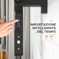 HOMCOM Scaldasalviette Elettrico da Terra o Parete 150W con 8 Barre e Timer 2-4 Ore, 53x35x90 cm, Nero(m-5)