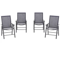 Outsunny Set of Four Folding Garden Chairs - Charcoal Grey(m-11)