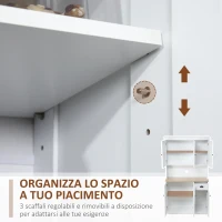 HOMCOM Mobile Dispensa Cucina in Legno con Armadietti e Cassetto Stile Country, 101x39x180cm, Bianco(m-6)