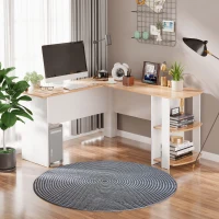 HOMCOM Mesa de Ordenador PC Escritorio con Estantes para Oficina Hogar Tipo Esquinera Forma L 136x130x72cm Madera(m-2)