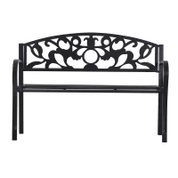 Outsunny Banc de Jardin Design Contemporain 3 Places dim. 128L x 50l x 91H cm métal époxy Noir(m-7)