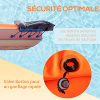 Outsunny Canoé kayak gonflable 1 personne avec gonfleur et rame en aluminium, orange(m-4)
