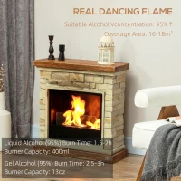 HOMCOM Bioethanol Fire Heater, with Brickwork-Effect Mantelpiece - Brown(m-4)