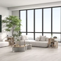 HOMCOM Side Table, 3 Tier End Table with Open Storage Shelves for Living Room, Bedroom, Set of 2, Oak(m-2)