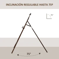HOMCOM Caballete de Pintura de Madera Caballete de Dibujo con Ángulo Ajustable de 75° Soporte Trípode y Pincel para Lienzos 51,5x71,5x134,5 cm Café(m-6)