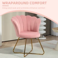 HOMCOM Velvet-Feel Lotus Petal Accent Chair - Pink(m-4)