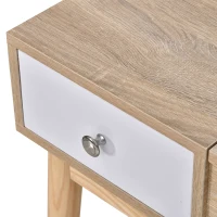 HOMCOM Tocador de Maquillaje con Espejo Abatible Mesa de Maquillaje con Taburete Acolchado Cojín Suave Compartimentos y Cajones Patas de Madera Maciza 100x45x118 cm Color Natural(m-9)