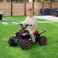 AIYAPLAY 6V Electric Quad Bike for Kids, Ride On ATV w/ Forward/Reverse, Headlights, for Ages 18-36 Months, Black(m-10)