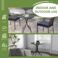 Outsunny 66cm Patio Table, Round Garden Table, Outdoor Side Table with Steel Frame and Slat Tabletop, Black(m-5)