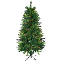 HOMCOM Sapin de Noël artificiel 150 cm arbre de décoration avec pommes de pin stable avec base métallique pour maison, magasin(m-1)