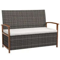 Outsunny Banc de jardin 2 places avec coussin d'assise rembourré - 2 en 1 avec coffre de rangement(m-10)