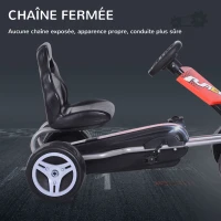HOMCOM Kart à pédales Go Kart Formule 1 Racing Avant et Arrière Pour Enfants à partir de 3 Ans Noir Rouge(m-7)