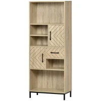 HOMCOM Scaffale Libreria da Parete con Ante e Cassetti in Legno, Design Moderno, 60 x 30 x 150cm(m-10)