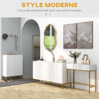 HOMCOM Table console console meuble avec 2 tiroirs base en acier avec pieds antidérapants 80 x 31,5 x 75 cm blanc(m-5)
