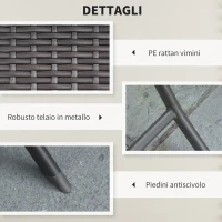 Outsunny Set da Giardino Pieghevole da 3 Pezzi in Rattan PE e Metallo, Set 2 Sedie e Tavolino da Caffè, Protezione dai Raggi UV, Set di Mobili da Balcone, per Patio e Cortile, Nero(m-4)