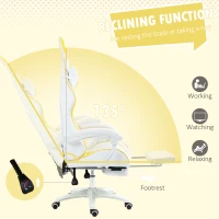 Vinsetto Reclining Racing Gaming Chair with Headrest and Lumber Support, PU Leather Computer Chair with Removable Rabbit Ears, Footrest, Yellow(m-6)