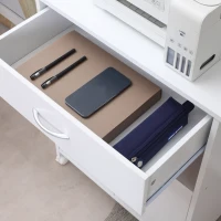 Vinsetto Support d'imprimante mobile avec tiroir, niche et placard 2 portes, étagère réglable, 60 x 39 x 80 cm, Blanc(m-9)
