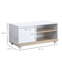 HOMCOM Carrello Porta TV con 1 Anta e Vani Aperti, Mobile per TV fino 42'' con Ruote, 80x45x39.5cm(m-3)
