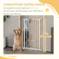 PawHut Barrière de sécurité animaux de 104H cm avec porte fermeture automatique système de double verrouillage sans percage(m-8)