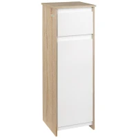 kleankin Meuble de salle de bain armoire de rangement avec 1 tiroir et 1 placard - 32,6 x 30 x 90 cm - aspect bois et blanc(m-1)