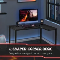 HOMCOM L-Shaped Gaming Desk, Computer Corner Desk, Home Office Workstation with Cable Management, 145 x 81 x 76cm, Black, Right(m-4)