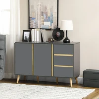HOMCOM Sideboard, Modern Kitchen Cupboard with Double Doors and 3 Drawers, Adjustable Shelves for Living Dining Room, Dark Grey(m-10)