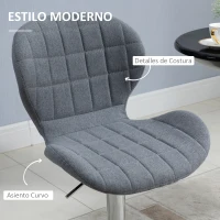 HOMCOM Juego de 2 Taburetes de Bar Modernos Taburetes Altos de Cocina Giratorios con Altura Ajustable Reposapiés y Base de Acero 47x53,5x94-113 cm Gris(m-6)