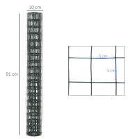 PawHut Rete Metallica da Giardino con Rivestimento in PVC per Recinzioni da Esterno, 500x91cm, Verde(m-3)