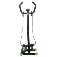 HOMCOM Stepper Professionale con Manubrio e Corde in Acciaio per Allenamento a Casa, 40 x 40 x 118cm, Nero(m-10)