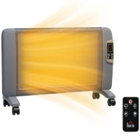 HOMCOM Mica Electric Space Heater, Portable Heater for Home with 2 Heat Settings, Living Room, Study, Garage, Adjustable Temperature 18-30°C, 1000W/2000W, Grey(m-1)