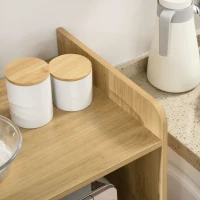 HOMCOM Meuble desserte de cuisine pour micro-ondes avec placard tiroir étagère réglable 58 x 40 x 118 cm naturel et blanc(m-8)