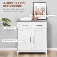 kleankin Mobiletto Bagno con 2 Ante, 2 Cassetti e Ripiano Regolabile, in MDF, 68x33x76cm(m-4)