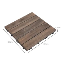 Outsunny Set de 27 Baldosas de Madera 30x30 cm con Área de 2,43 m² Losetas Sistema de Clic para Balcón Terraza Jardín Marrón Oscuro(m-3)
