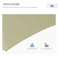 Outsunny 3(m) Solar LED Cantilever Parasol - Beige(m-7)