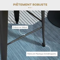 HOMCOM Lot de 4 tabourets de Bar Industriel avec Dossier Repose-Pied Hauteur Assise 76 cm métal café foncé Panneaux Multicouches Imitation Bois Clair(m-5)