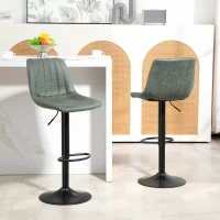 HOMCOM Set of Two Retro Tub Bar Stools - Green(m-2)